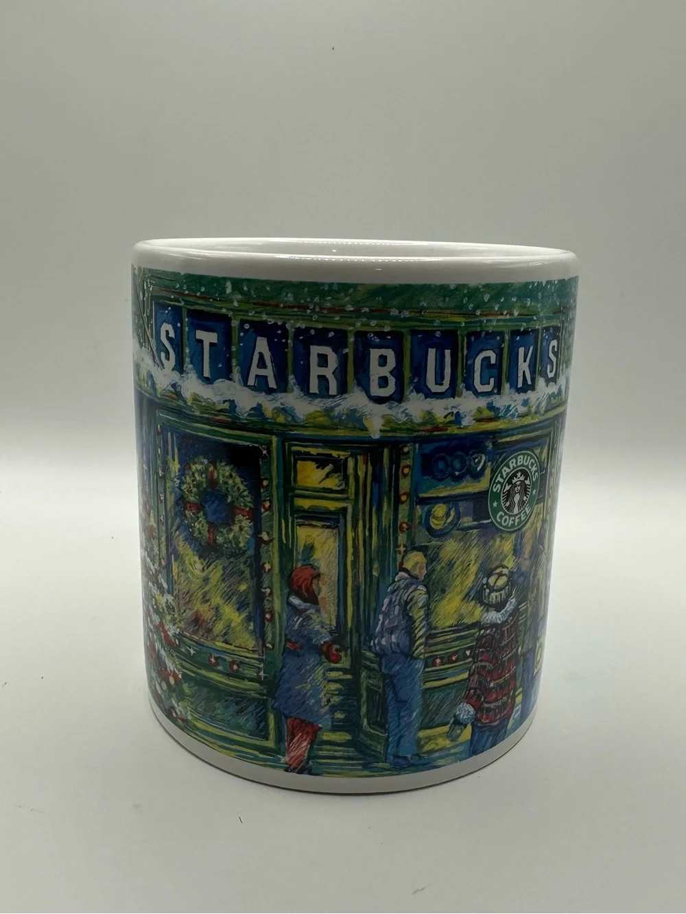 Starbucks Green and Blue Holiday Storefront Ceramic Mug